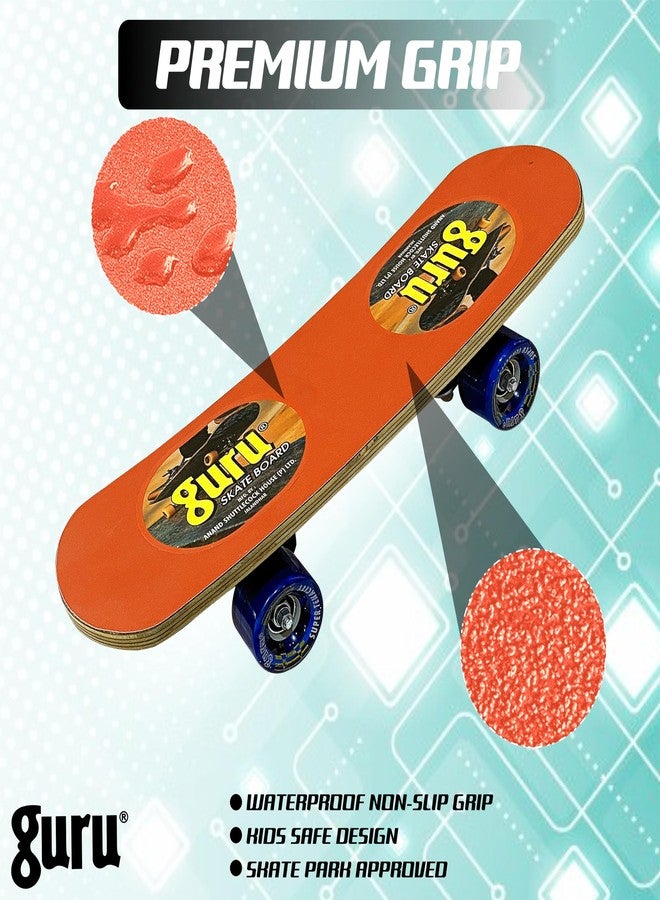 جورو لوح تزلج خشبي صغير غير قابل للانزلاق من GURU للأطفال والكبار، مقاس 17 بوصة × 5 بوصة (برتقالي، عبوة من قطعة واحدة) - Image 3